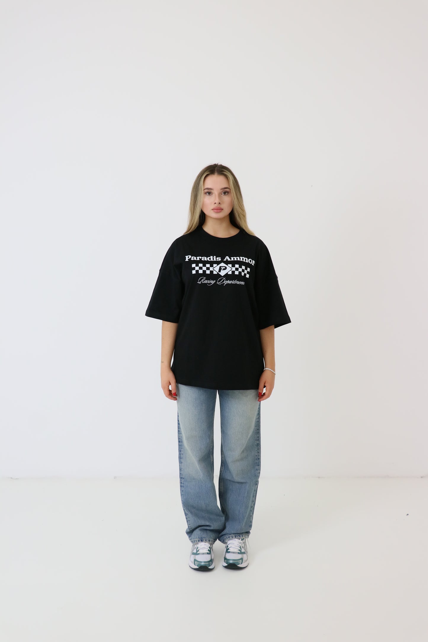 chequered flag tee zwart