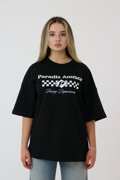 chequered flag tee zwart